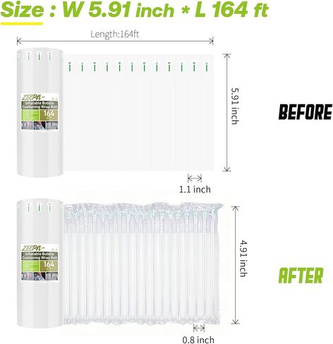 Bubble Wrap Roll For Packing Fragile Items,5.91"x164' Large Bubble Cushioning Wrap,Inflatable Air Pillows for Shipping, Heavy Duty Moving Protection Fragile Item,Includes Pump in Saudi Arabia
