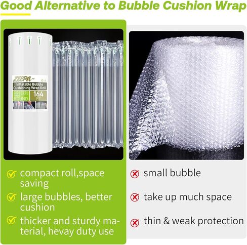 Bubble Wrap Roll For Packing Fragile Items,5.91"x164' Large Bubble Cushioning Wrap,Inflatable Air Pillows for Shipping, Heavy Duty Moving Protection Fragile Item,Includes Pump in Saudi Arabia