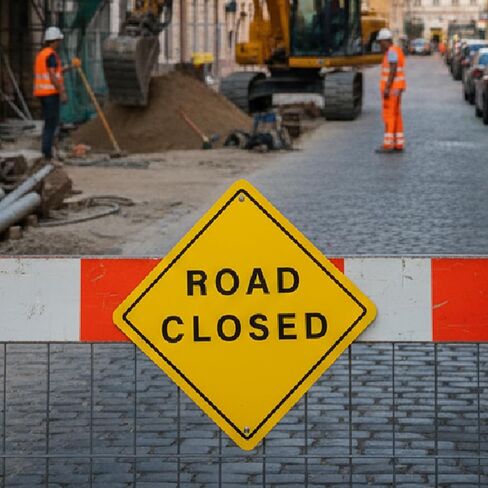 Zonon 3 PCS Aluminum Road Closed Sign - 24" x 24" Engineer Grade Reflective Laminated Material Warning Road Sign with Pre-Drilled Holes for Construction Sites, Driveways and Streets in Saudi Arabia