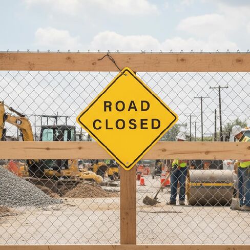 Zonon 3 PCS Aluminum Road Closed Sign - 24" x 24" Engineer Grade Reflective Laminated Material Warning Road Sign with Pre-Drilled Holes for Construction Sites, Driveways and Streets in Saudi Arabia