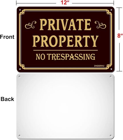 Aluminum No Trespassing Signs 2-Pack, 12 x 8 Inches, Brown, Reflective, Authoritative Style in Saudi Arabia