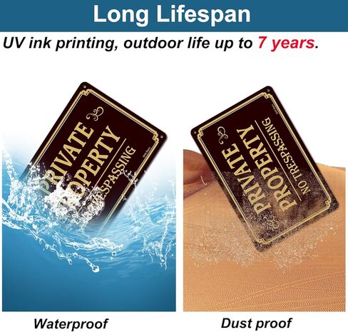 Aluminum No Trespassing Signs 2-Pack, 12 x 8 Inches, Brown, Reflective, Authoritative Style in Saudi Arabia