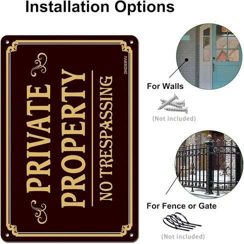 Aluminum No Trespassing Signs 2-Pack, 12 x 8 Inches, Brown, Reflective, Authoritative Style in Saudi Arabia