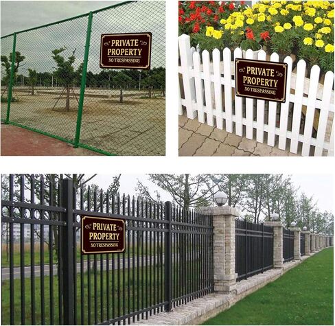 Aluminum No Trespassing Signs 2-Pack, 12 x 8 Inches, Brown, Reflective, Authoritative Style in Saudi Arabia