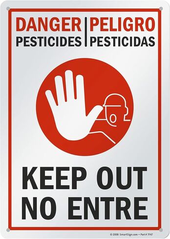 SmartSign "Danger - Pesticides, Keep Out" Bilingual Sign | 10" x 14" Aluminum in Saudi Arabia