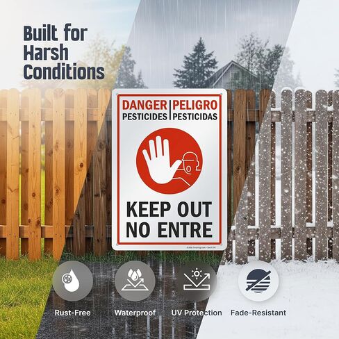 SmartSign "Danger - Pesticides, Keep Out" Bilingual Sign | 10" x 14" Aluminum in Saudi Arabia