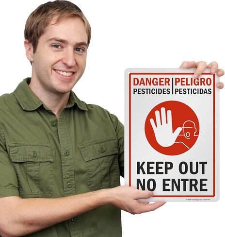 SmartSign "Danger - Pesticides, Keep Out" Bilingual Sign | 10" x 14" Aluminum in Saudi Arabia