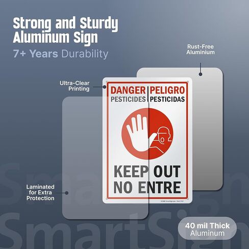 SmartSign "Danger - Pesticides, Keep Out" Bilingual Sign | 10" x 14" Aluminum in Saudi Arabia