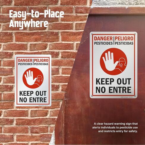 SmartSign "Danger - Pesticides, Keep Out" Bilingual Sign | 10" x 14" Aluminum in Saudi Arabia