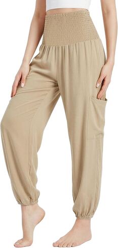 Womens Loose Harem Pants Joggers High Waist Yoga Sweatpants with Pockets Comfy Casual Pants for Workout Beach in Saudi Arabia