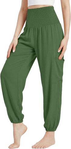 Womens Loose Harem Pants Joggers High Waist Yoga Sweatpants with Pockets Comfy Casual Pants for Workout Beach in Saudi Arabia