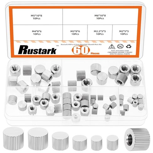 60Pcs 6 Sizes 304 Stainless Steel Knurled Thumb Nuts Assortment Kit Female Thread Knurled Nuts Blind Hole Screw Cap for Mechanical Equipment Furniture in Saudi Arabia