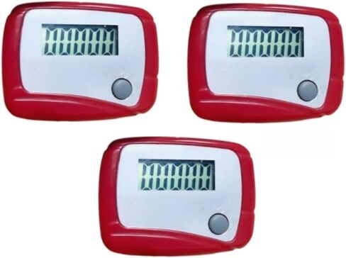 3Pcs Portable Counter Mini Digital LCD Pedometer Sports Walking Running Step Counter Meter Walking Distance Miles,Exercise Time, Calorie Counter, Daily Target Monitor,Electronics and Gadgets,Red in Saudi Arabia