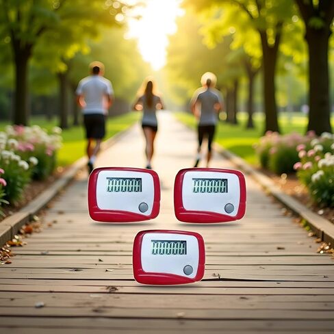 3Pcs Portable Counter Mini Digital LCD Pedometer Sports Walking Running Step Counter Meter Walking Distance Miles,Exercise Time, Calorie Counter, Daily Target Monitor,Electronics and Gadgets,Red in Saudi Arabia