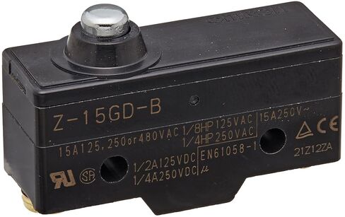 Omron Z-15GD-B مفتاح أساسي للأغراض العامة، مكبس زنبركي قصير، طرف لولبي، فجوة اتصال 0.5 مم، تيار مقدر 15 أمبير in Saudi Arabia