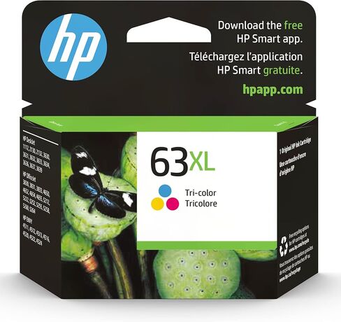 HP 63XL Tri-color High-yield Ink | Works with HP DeskJet 1112, 2130, 3630 Series; HP ENVY 4510, 4520 Series; HP OfficeJet 3830, 4650, 5200 Series | Eligible for Instant Ink | F6U63AN in Kuwait