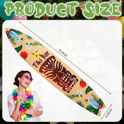 Moukeren Hawaiian Tropical Table Runner Tiki Bar Summer Party Table Decoration Surfboard Shape Polyester Kitchen Decoration Hawaiian Luau Indoor Outdoor Home Decor Party Supply, 70.9 × 13.8 Inch in Saudi Arabia