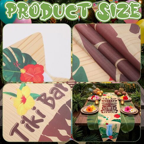 Moukeren Hawaiian Tropical Table Runner Tiki Bar Summer Party Table Decoration Surfboard Shape Polyester Kitchen Decoration Hawaiian Luau Indoor Outdoor Home Decor Party Supply, 70.9 × 13.8 Inch in Saudi Arabia