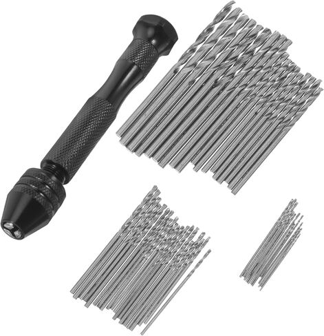 POPETPOP Manual Handheld Drill Set with Twist Drill Bits for Woodworking Jewelry Making and Resin Crafting Durable and Precise Black Hand with Twist Bits in Saudi Arabia
