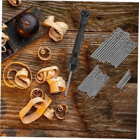 POPETPOP Manual Handheld Drill Set with Twist Drill Bits for Woodworking Jewelry Making and Resin Crafting Durable and Precise Black Hand with Twist Bits in Saudi Arabia