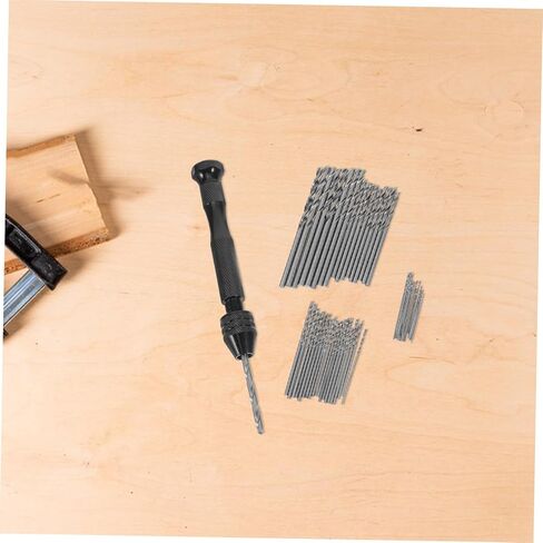 POPETPOP Manual Handheld Drill Set with Twist Drill Bits for Woodworking Jewelry Making and Resin Crafting Durable and Precise Black Hand with Twist Bits in Saudi Arabia