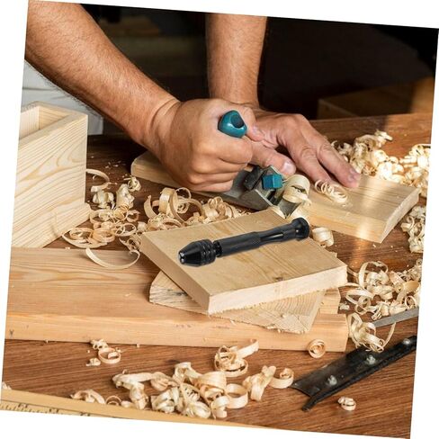 POPETPOP Manual Handheld Drill Set with Twist Drill Bits for Woodworking Jewelry Making and Resin Crafting Durable and Precise Black Hand with Twist Bits in Saudi Arabia