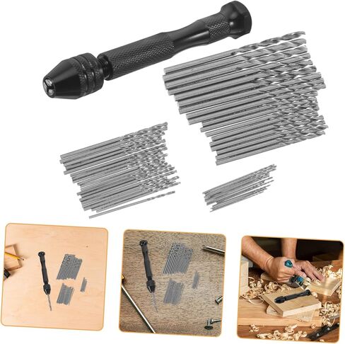 POPETPOP Manual Handheld Drill Set with Twist Drill Bits for Woodworking Jewelry Making and Resin Crafting Durable and Precise Black Hand with Twist Bits in Saudi Arabia