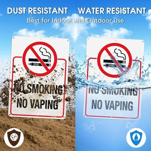 T&R No Smoking Sign for Business, No Vaping Sign - 2 Pack - 10 x 7 Inches Rust Free .040 Aluminum - Reflective, UV Protected, Waterproof and Fade Resistant - 6 Pre-Drilled Holes in Saudi Arabia