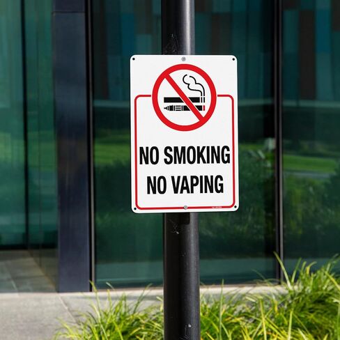 T&R No Smoking Sign for Business, No Vaping Sign - 2 Pack - 10 x 7 Inches Rust Free .040 Aluminum - Reflective, UV Protected, Waterproof and Fade Resistant - 6 Pre-Drilled Holes in Saudi Arabia