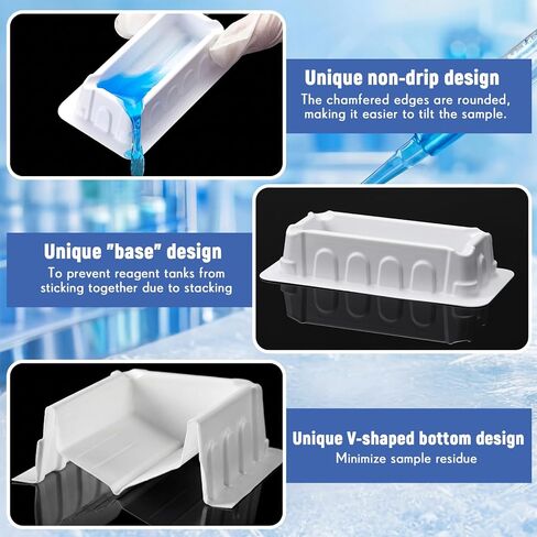 Didaey 100 Pcs 10ml Reagent Reservoir, V-Bottom Sterile Pipette Reservoir, Individually Wrapped, Compatible with Single & Multi-Channel Pipettes for Lab in Saudi Arabia