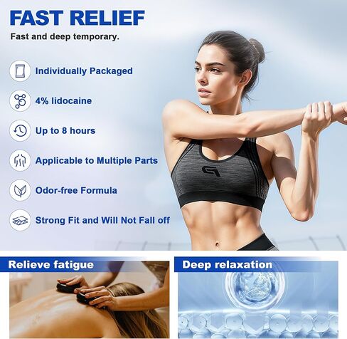 4% Lidocaine Maximum Strength Pain Relief Gel Patches with Auxiliary Patches for Neck Back Knee Joint Ache Muscle Soreness, 3.9" x 5.5", 32-Count Box, NDC：83559-010-01 in Saudi Arabia
