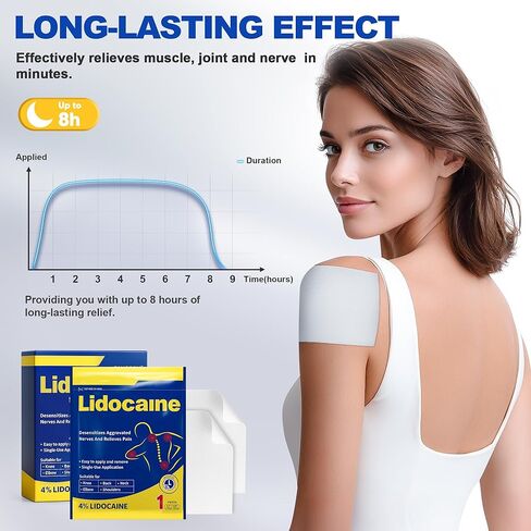 4% Lidocaine Maximum Strength Pain Relief Gel Patches with Auxiliary Patches for Neck Back Knee Joint Ache Muscle Soreness, 3.9" x 5.5", 32-Count Box, NDC：83559-010-01 in Saudi Arabia