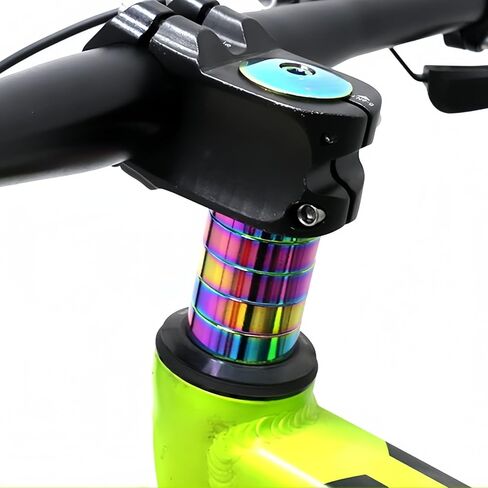 فواصل سماعة الرأس مع غطاء جذعي علوي سماعة رأس صامولة على شكل نجمة لدراجة الطريق MTB BMX مقاس 1-1/8 بوصة مجموعة فاصل من سبائك الألومنيوم المؤكسدة بألوان قوس قزح in Kuwait