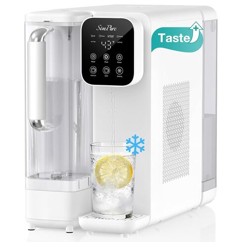 SimPure Y11C-A UV Reverse Osmosis Water Filter Countertop with Cold Water & Alkaline Mineralization, 6-Stage RO Filtration System, 43-59°F Adjustable, Detachable Pitcher, No Installation in Saudi Arabia