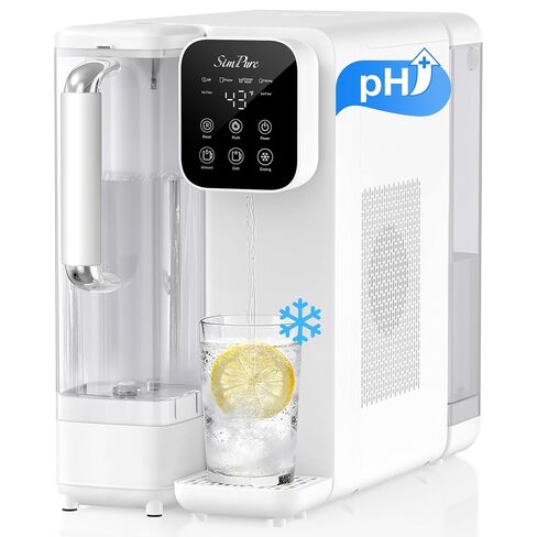 SimPure Y11C-A UV Reverse Osmosis Water Filter Countertop with Cold Water & Alkaline Mineralization, 6-Stage RO Filtration System, 43-59°F Adjustable, Detachable Pitcher, No Installation in Kuwait