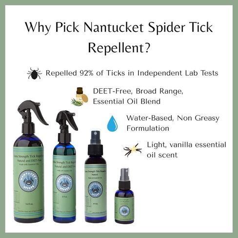 Nantucket Spider Tick Repellent Spray (16 oz) | DEET-Free | Essential Oil Tick Repellent | Made in USA in Saudi Arabia