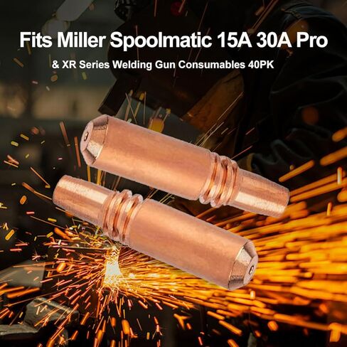 40PK Contact Tips 206187 .040" - .035AL for Miller Spool Spoolmatic 15A 30A Pro Spool gun & XR Series & Roughneck C-Series Welding Gun Consumables in Saudi Arabia
