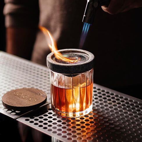 Cocktail Smoker Kit in Granite Stone with Torch - Premium Whiskey Smoker Kit for Old Fashioned & Bourbon - Infuse with 4 Flavors Wood Chips - Barware Gift Set for Whiskey Lovers (No Butane) in Saudi Arabia