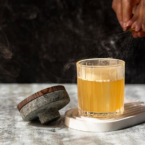 Cocktail Smoker Kit in Granite Stone with Torch - Premium Whiskey Smoker Kit for Old Fashioned & Bourbon - Infuse with 4 Flavors Wood Chips - Barware Gift Set for Whiskey Lovers (No Butane) in Saudi Arabia