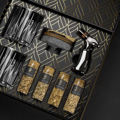 Cocktail Smoker Kit in Granite Stone with Torch - Premium Whiskey Smoker Kit for Old Fashioned & Bourbon - Infuse with 4 Flavors Wood Chips - Barware Gift Set for Whiskey Lovers (No Butane) in Saudi Arabia