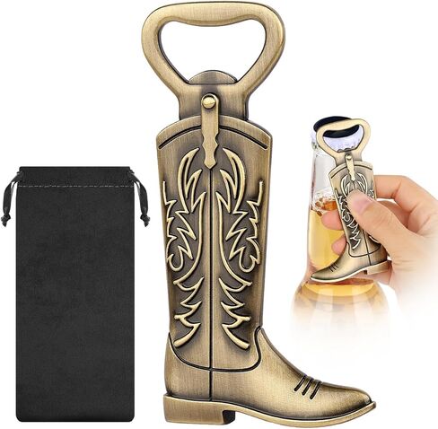 LKKCHER Cowboy Boot Bottle Opener, Cowboy Gifts for Men, Birthday Fathers Day Christmas Gifts for Men Dad, Bronze Rustic Beer Accessories with Gift Bag in Saudi Arabia