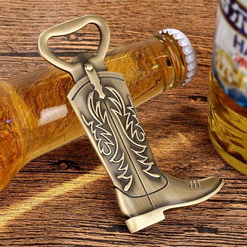LKKCHER Cowboy Boot Bottle Opener, Cowboy Gifts for Men, Birthday Fathers Day Christmas Gifts for Men Dad, Bronze Rustic Beer Accessories with Gift Bag in Saudi Arabia