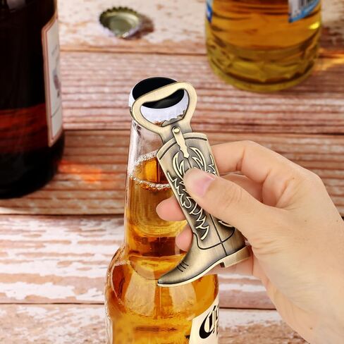 LKKCHER Cowboy Boot Bottle Opener, Cowboy Gifts for Men, Birthday Fathers Day Christmas Gifts for Men Dad, Bronze Rustic Beer Accessories with Gift Bag in Saudi Arabia