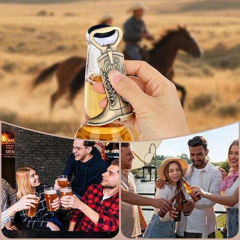 LKKCHER Cowboy Boot Bottle Opener, Cowboy Gifts for Men, Birthday Fathers Day Christmas Gifts for Men Dad, Bronze Rustic Beer Accessories with Gift Bag in Saudi Arabia