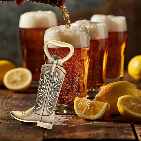 LKKCHER Cowboy Boot Bottle Opener, Cowboy Gifts for Men, Birthday Fathers Day Christmas Gifts for Men Dad, Bronze Rustic Beer Accessories with Gift Bag in Saudi Arabia