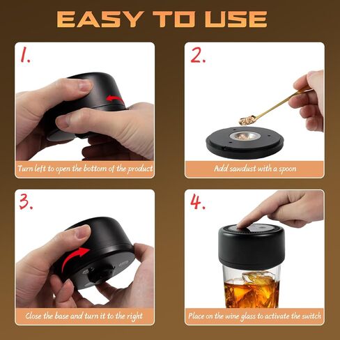 Electric Whiskey Smoker Kit with Led Lights, No Butane Needed, Cocktail Old Fashioned Bourbon Drink Smoker Kit, 6 Flavors Natural Wood Chips, Bourbon Whiskey Gifts for Men, Dad, Husband in Saudi Arabia