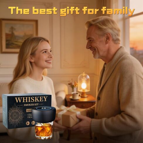 Electric Whiskey Smoker Kit with Led Lights, No Butane Needed, Cocktail Old Fashioned Bourbon Drink Smoker Kit, 6 Flavors Natural Wood Chips, Bourbon Whiskey Gifts for Men, Dad, Husband in Saudi Arabia