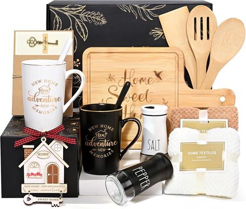maustic House Warming Gifts New Home، 14 قطعة سلة هدايا منزل جديد، هدية هووسورمينغ لأصحاب المنازل الأزواج النساء، هدايا الختام لمشتري المنازل in Saudi Arabia