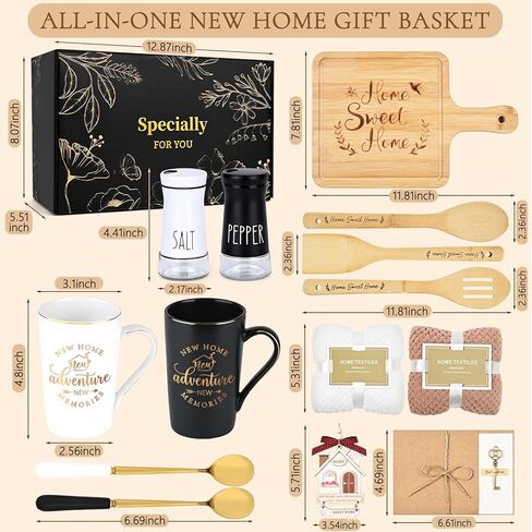 maustic House Warming Gifts New Home، 14 قطعة سلة هدايا منزل جديد، هدية هووسورمينغ لأصحاب المنازل الأزواج النساء، هدايا الختام لمشتري المنازل in Saudi Arabia