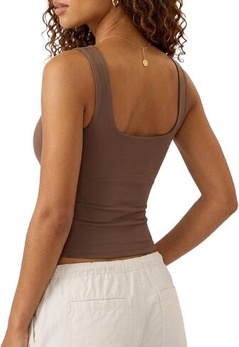 Lileyas Tank Tops for Women Double Lined Tank Top Pack Crop Wide Strap Soft Basic Top Stretch Fitted for 2026 Summer in Saudi Arabia